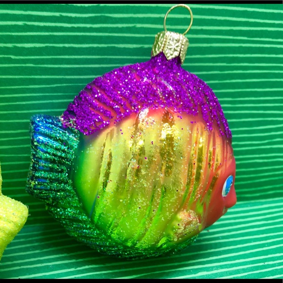 2 Polish Glass Coral Reef Fishes Xmas Ornaments - Picture 5 of 8